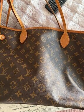 Louis Vuitton Brown Monogram Canvas Tote with Tan Trim